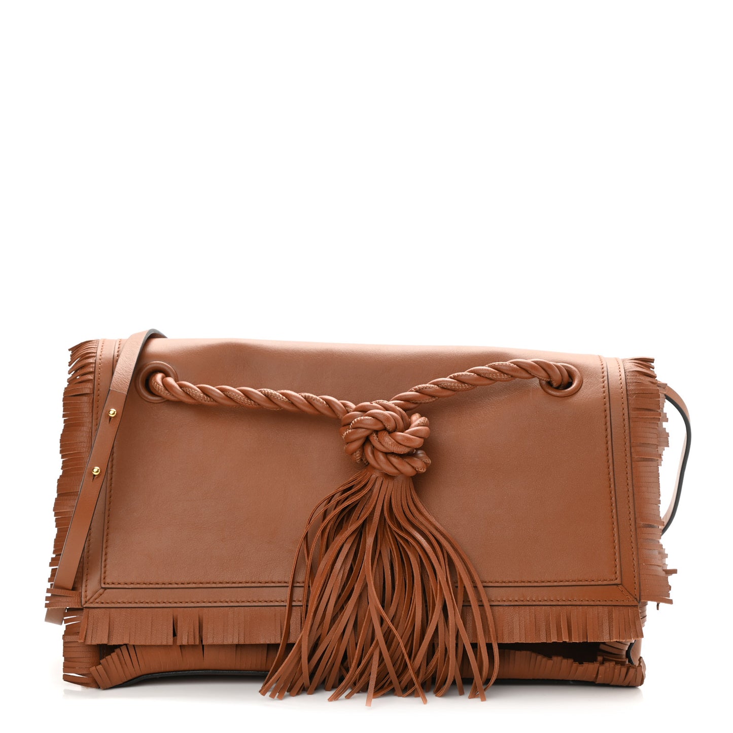 Calfskin The Rope Crossbody Bag Saddle Brown