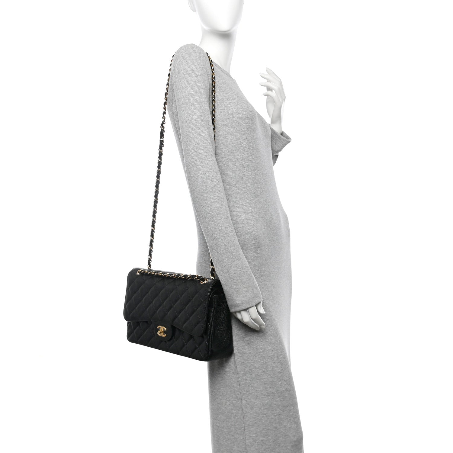 Chanel Caviar Quilted Jumbo Double Flap Black 3 of 12