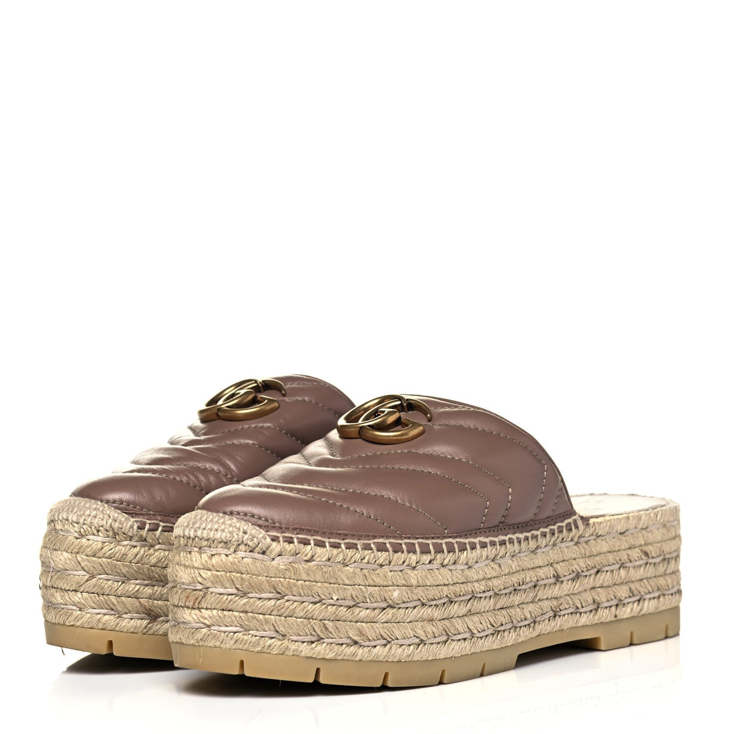 Nappa Matelasse GG Marmont Espadrille Slippers 37 Porcelain Rose
