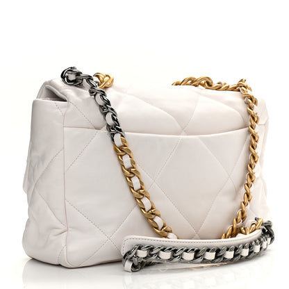 Chanel Lambskin Quilted Large Chanel 19 Flap White 3 of 13