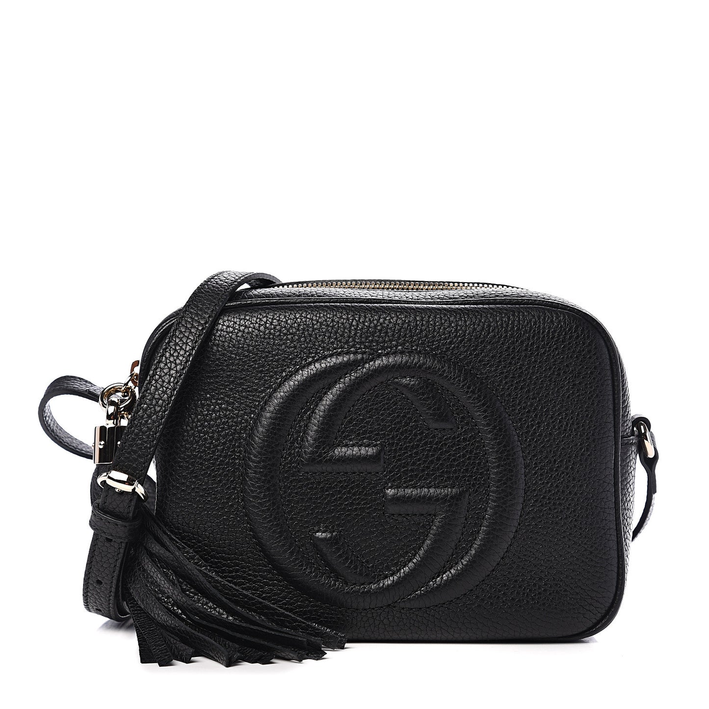 Pebbled Calfskin Small Soho Disco Bag Black