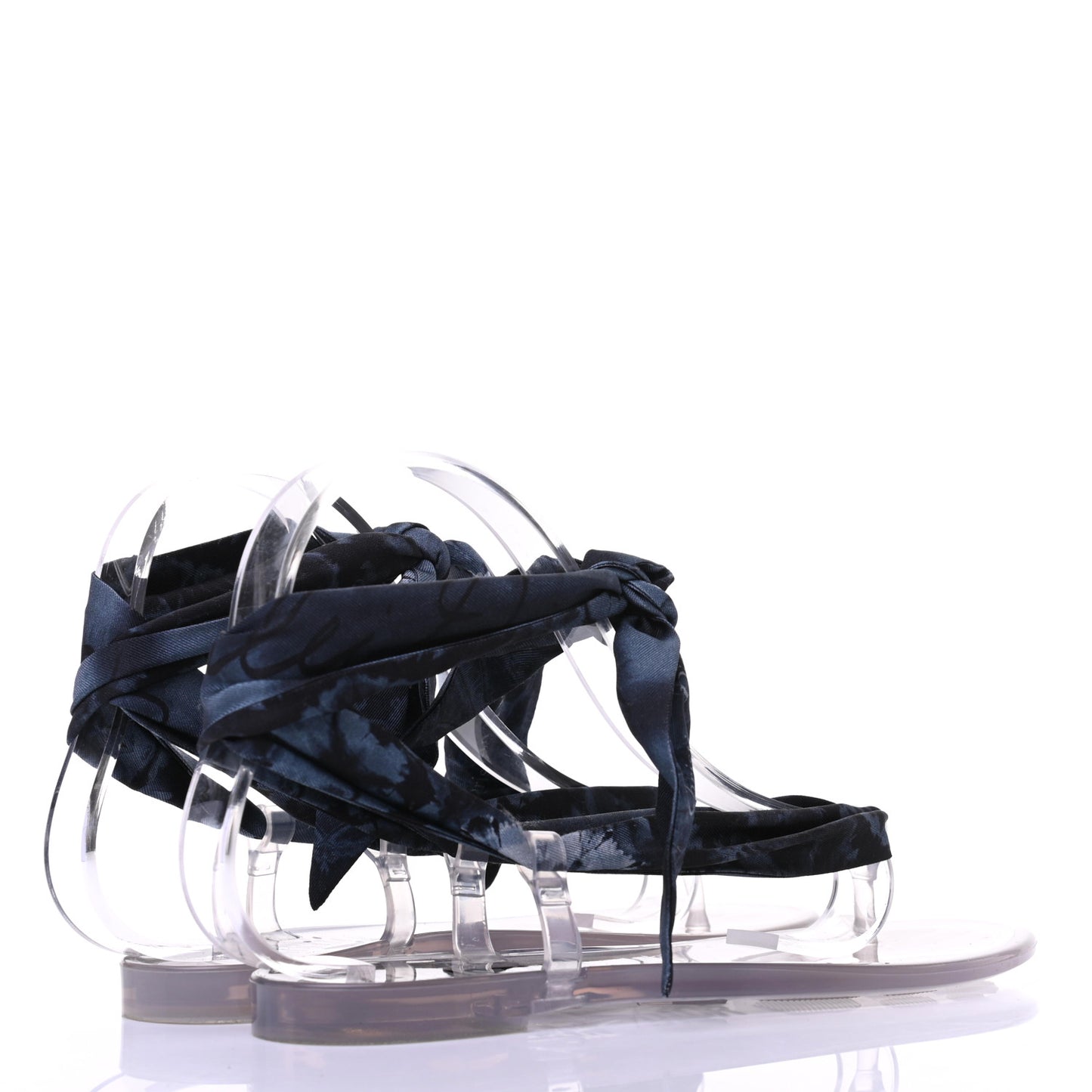 PVC Silk KaleiDiorscopic Mitzah Scarf Thong Sandals 36 Denim Blue