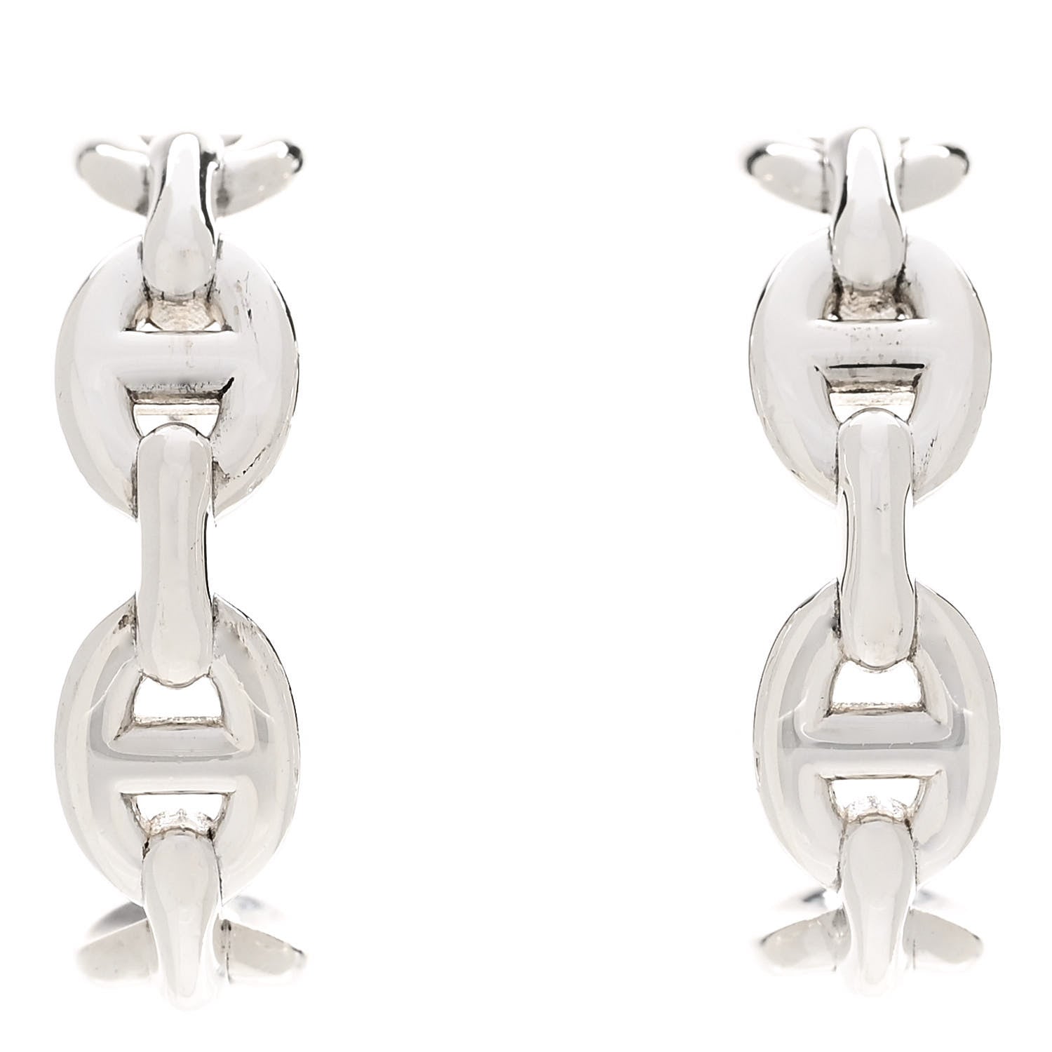 Hermes Sterling Silver Chaine D'Ancre Enchainee Climber Earrings 1 of 5