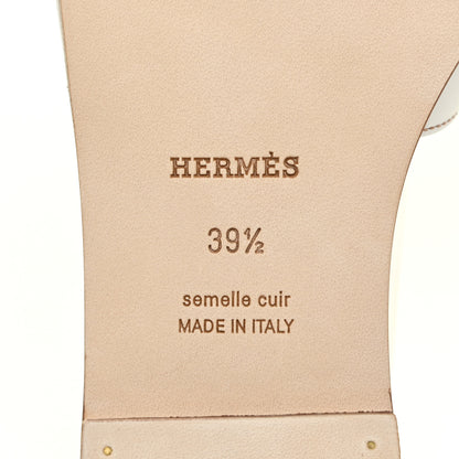 Hermes Box Calfskin Oran Sandals 39.5 White 6 of 8