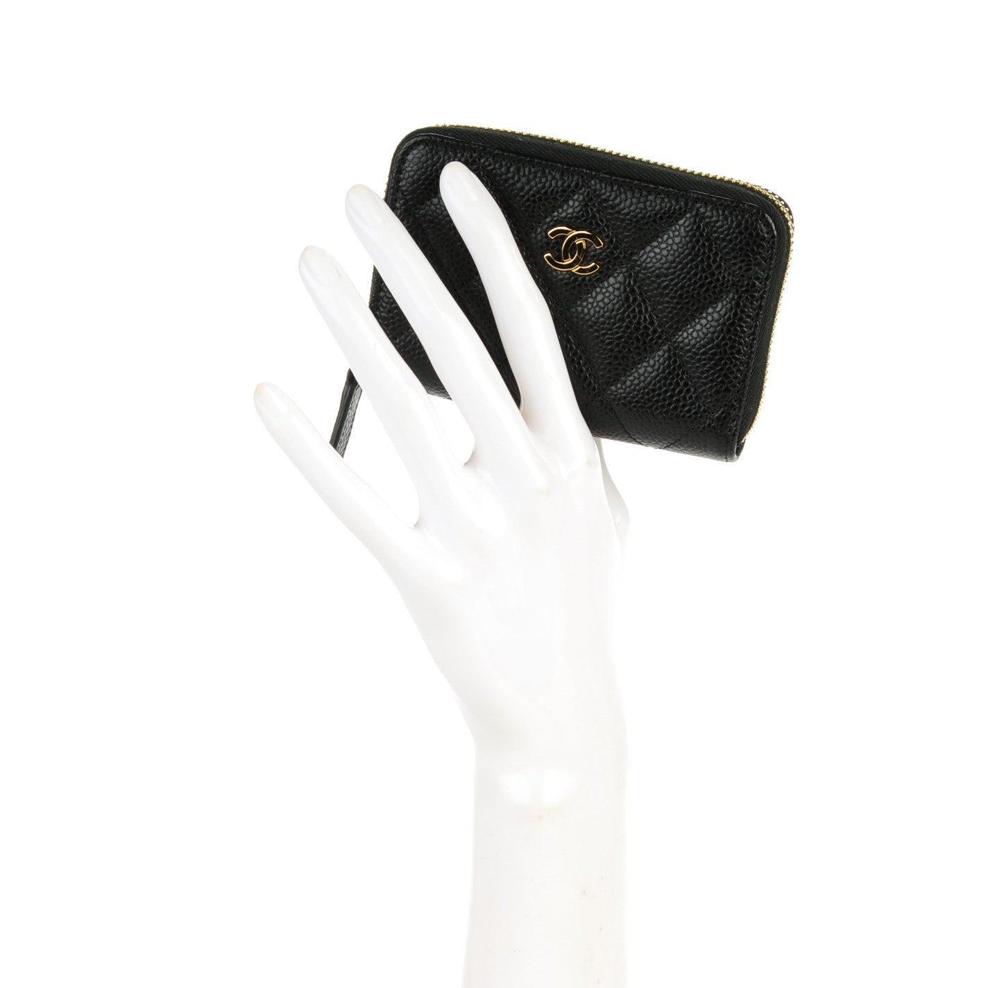 Chanel Caviar Quilted Zip Coin Purse Black 2 of 7