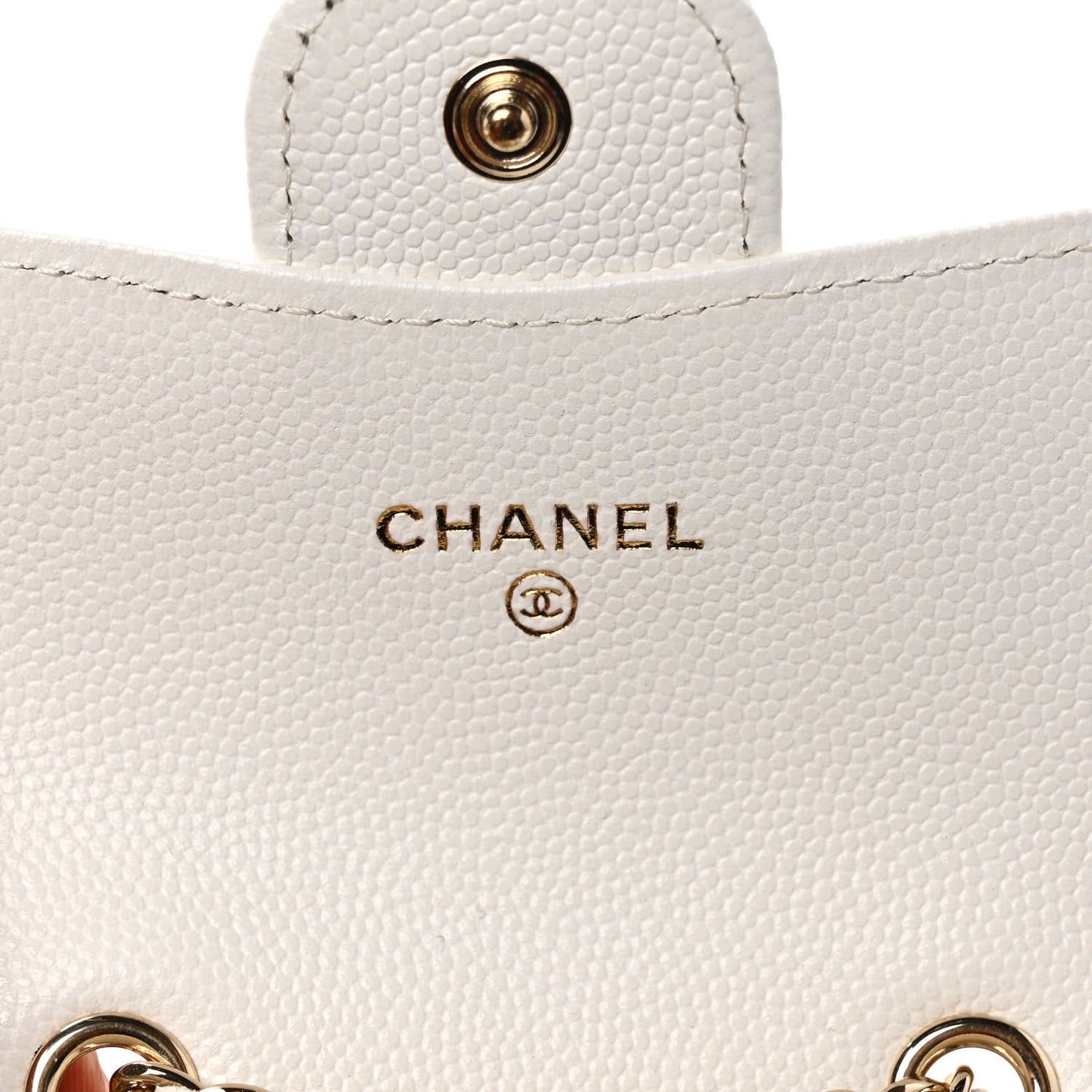 Caviar Quilted Mini Chain Belt Bag White