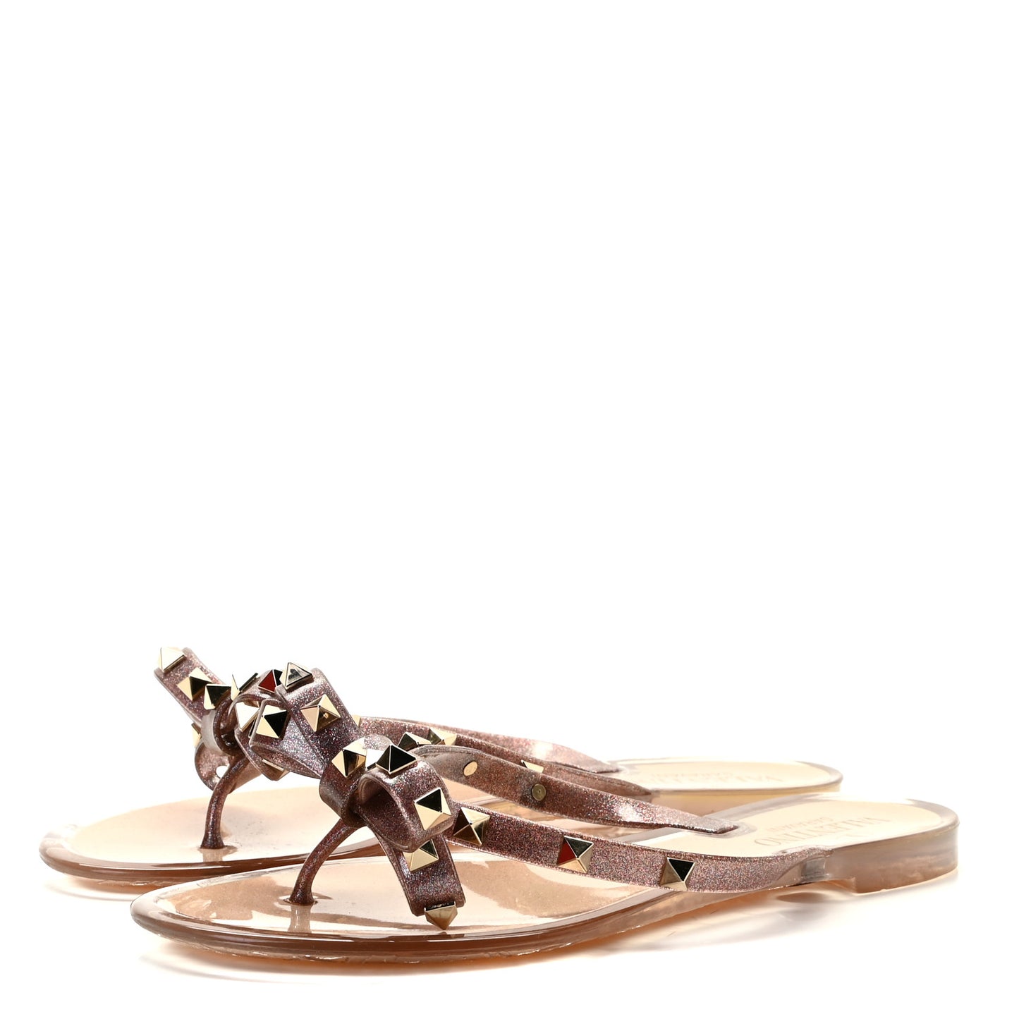 PVC Jelly Glitter Rockstud Bow Thong Sandals 37 Multicolor