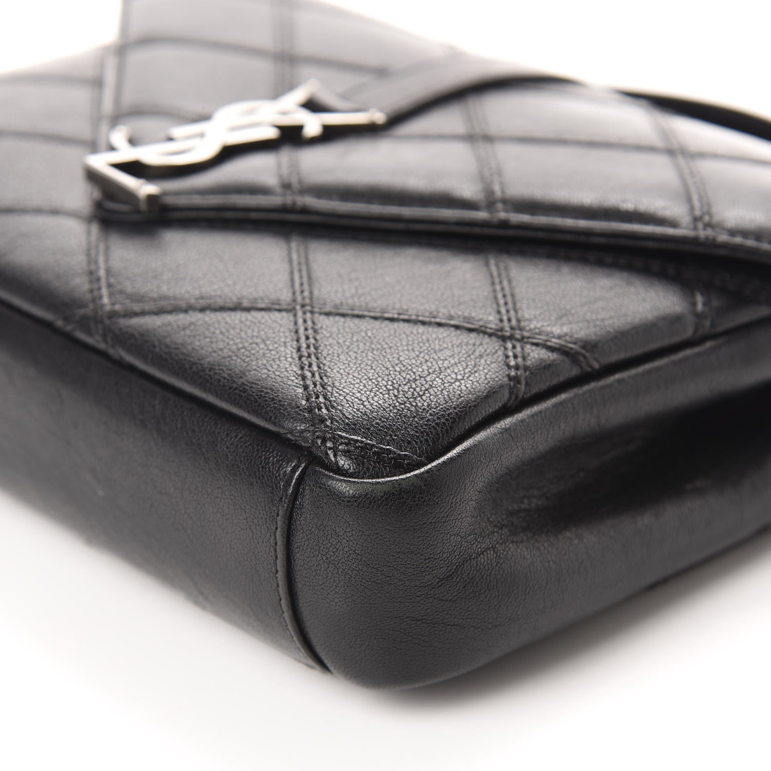 Saint Laurent Calfskin Matelasse Diamond Quilted Monogram Medium College Bag Black 9 of 16