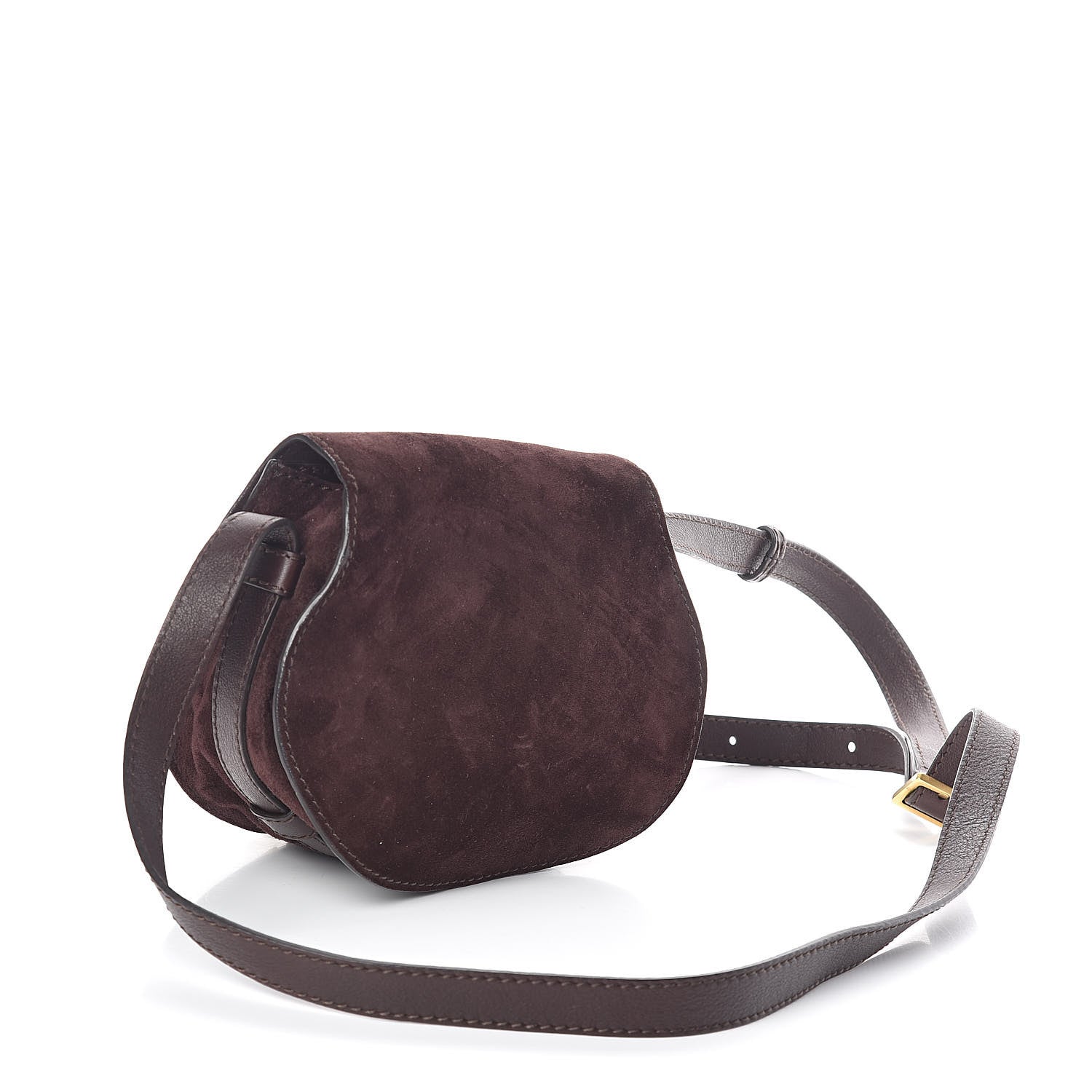 Chloe Suede Calfskin Braided Mini Marcie Round Crossbody Bag Carbon Brown 3 of 8