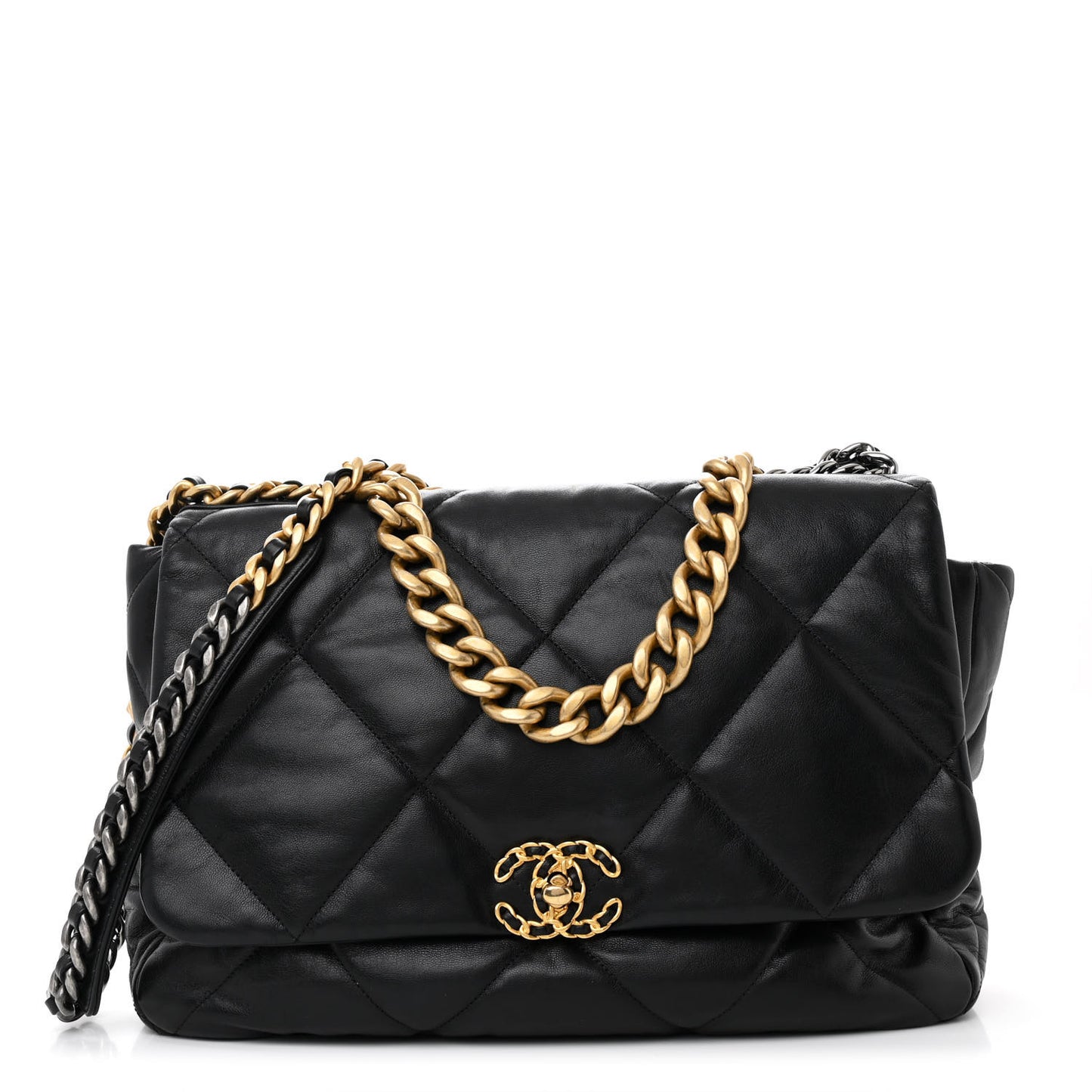 Goatskin Quilted Maxi Chanel 19 Flap Black