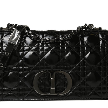 Christian Dior Crinkled Patent Lambskin Cannage Medium Caro Bag Black 16 of 16