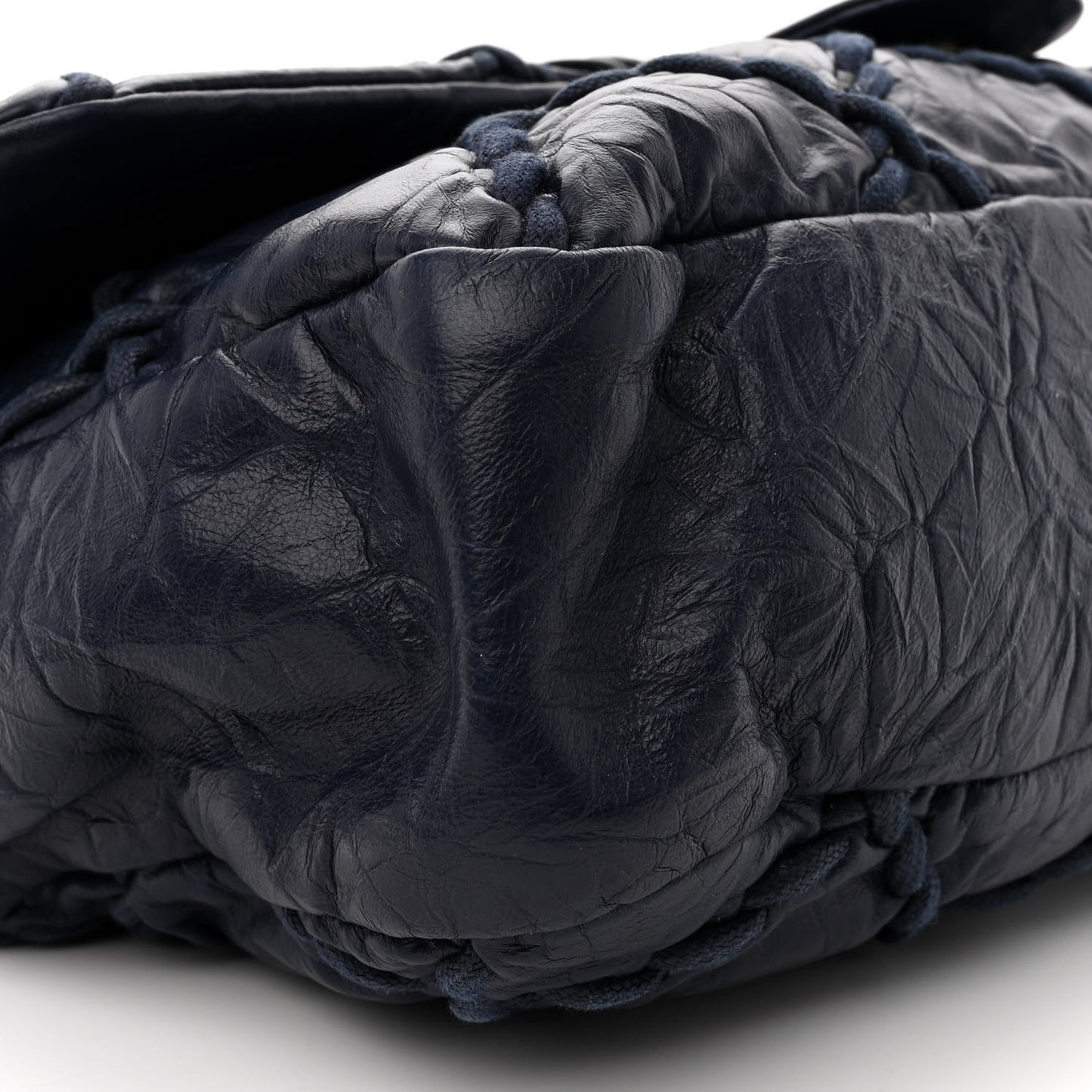 Calfskin Ultra Stitch Oversize Flap Navy