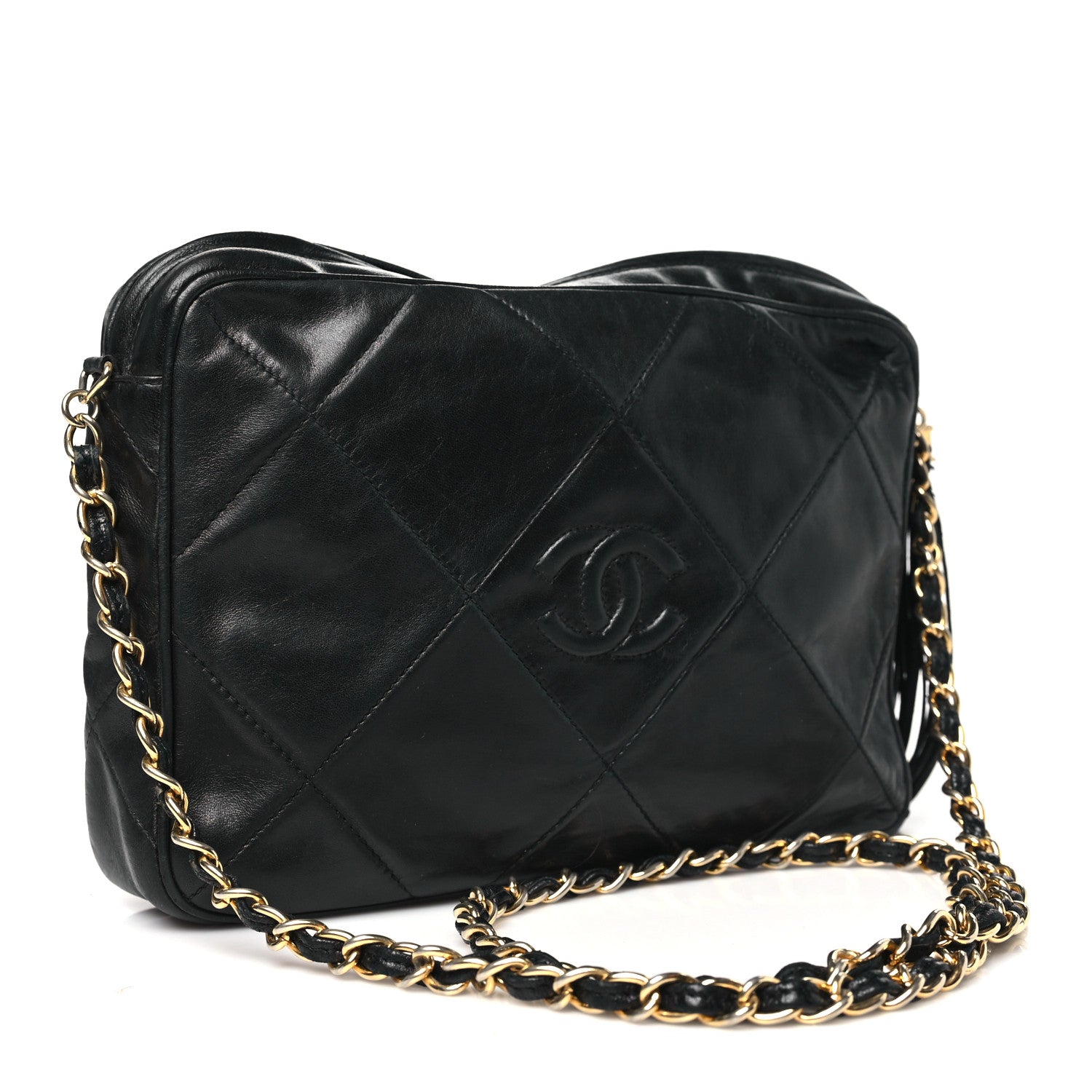Chanel Lambskin Quilted CC Tassel Camera Case Black 3 of 15