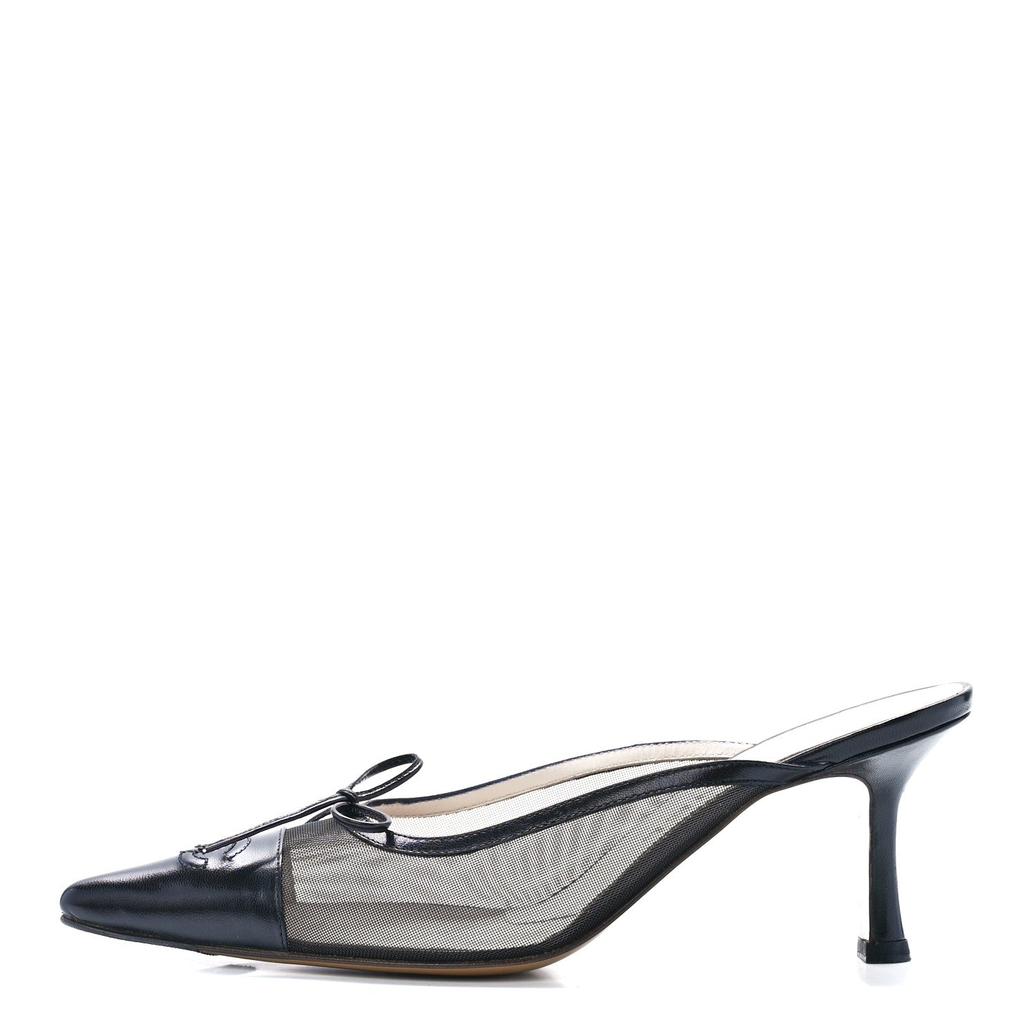 Chanel Mesh Cap Toe CC Mules 36 Black 1 of 8