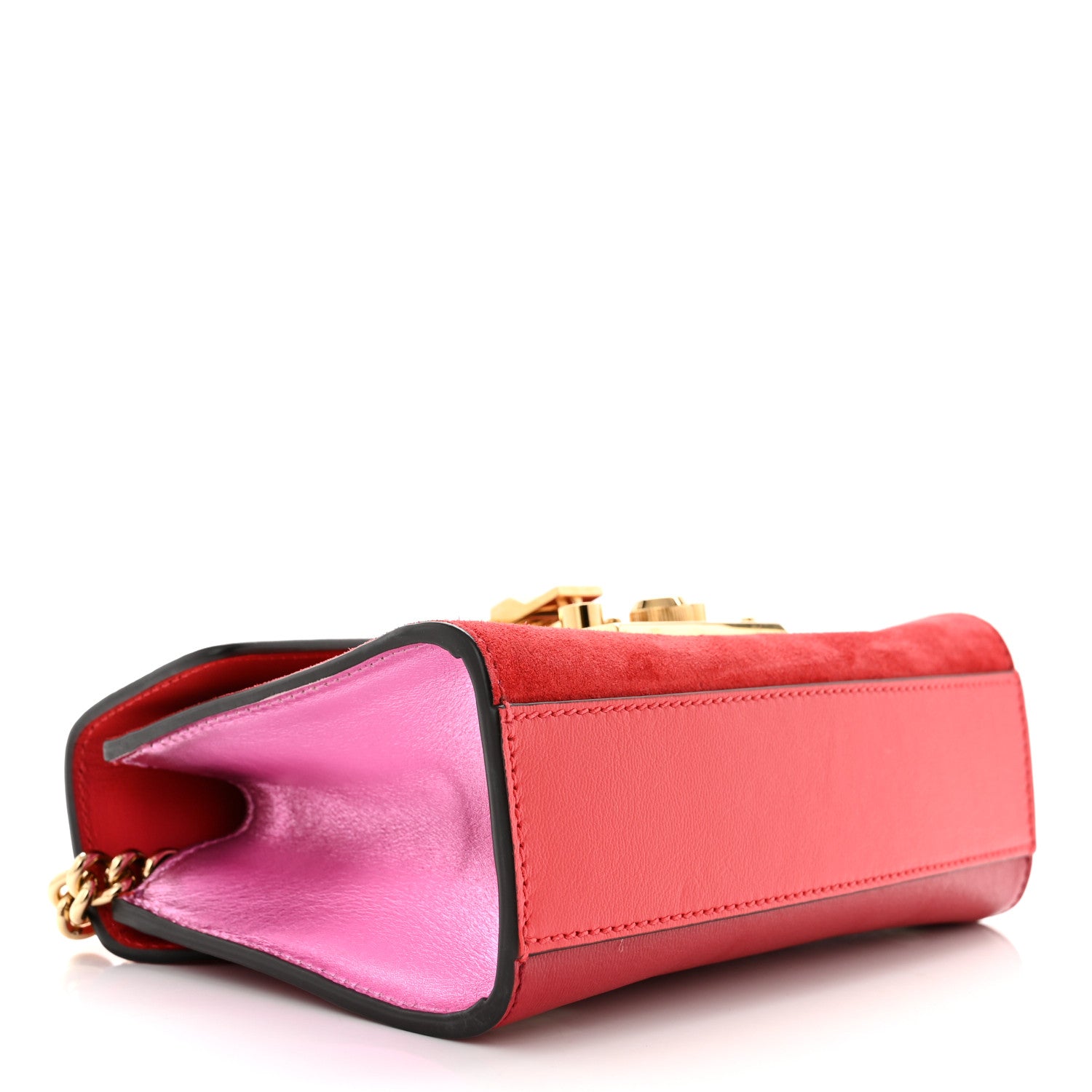 Gucci Suede Calfskin Valentine's Day Small Padlock Shoulder Bag Red 4 of 9