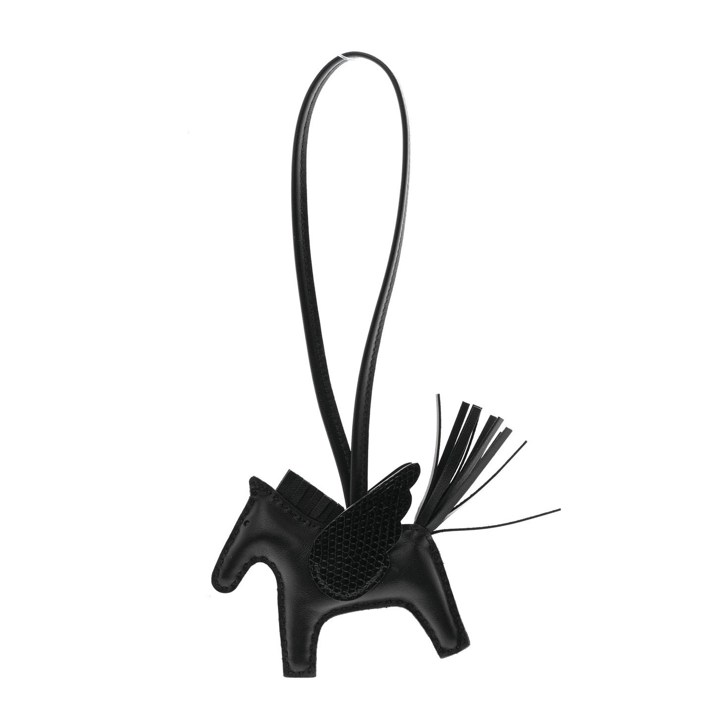 Milo Lambskin Lizard Touch Grigri Rodeo Pegase Horse Bag Charm PM So Black