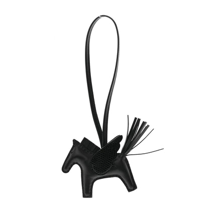 Hermes Milo Lambskin Lizard Touch Grigri Rodeo Pegase Horse Bag Charm PM So Black 1 of 5