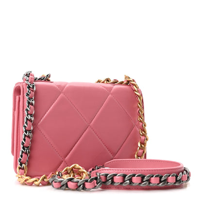 Chanel Lambskin Quilted Chanel 19 Wallet On Chain WOC Pink 3 of 11