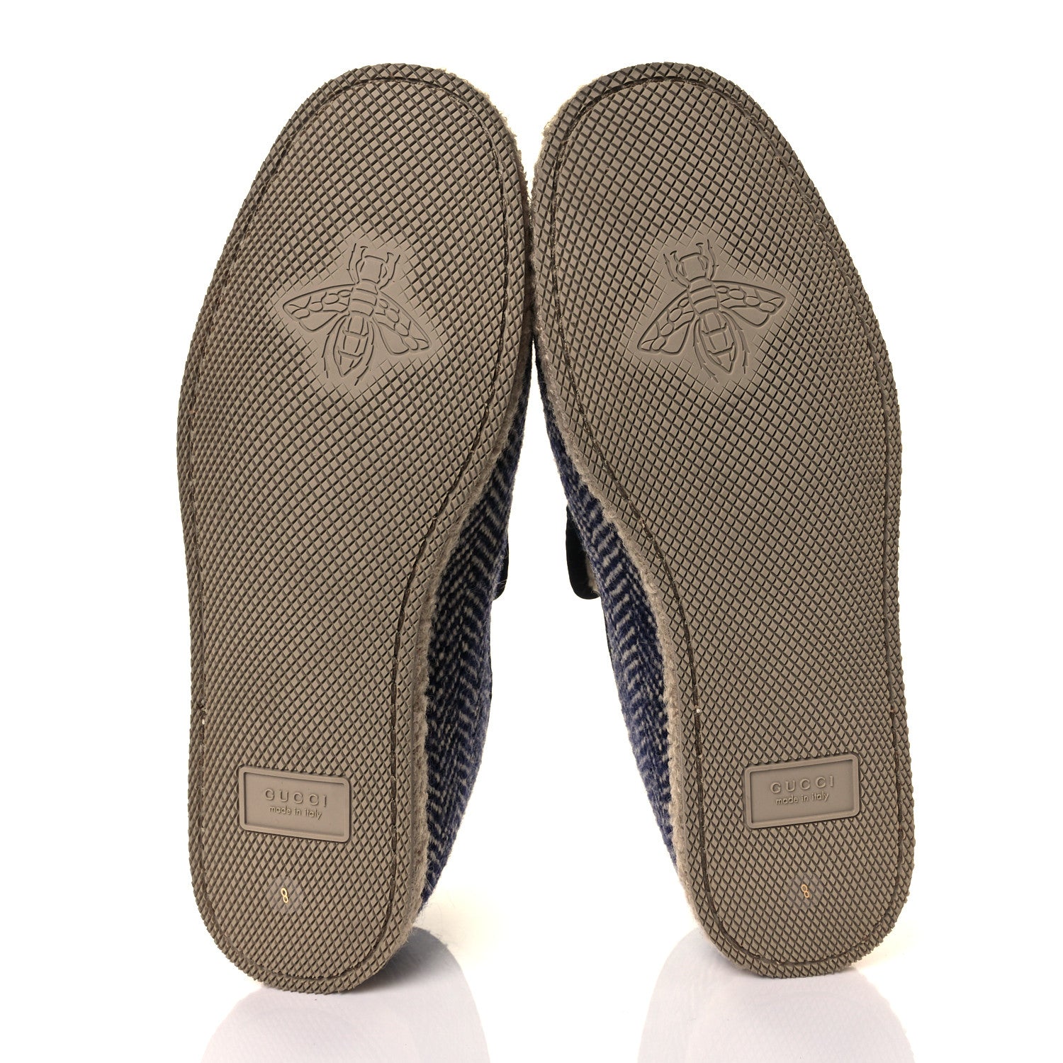 Gucci Covered Wool Herringbone Mens Fria Horsebit Loafers 8 Space Blue Oatmeal 5 of 9