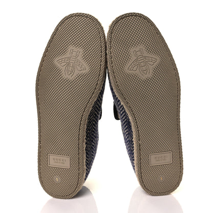 Gucci Covered Wool Herringbone Mens Fria Horsebit Loafers 8 Space Blue Oatmeal 5 of 9