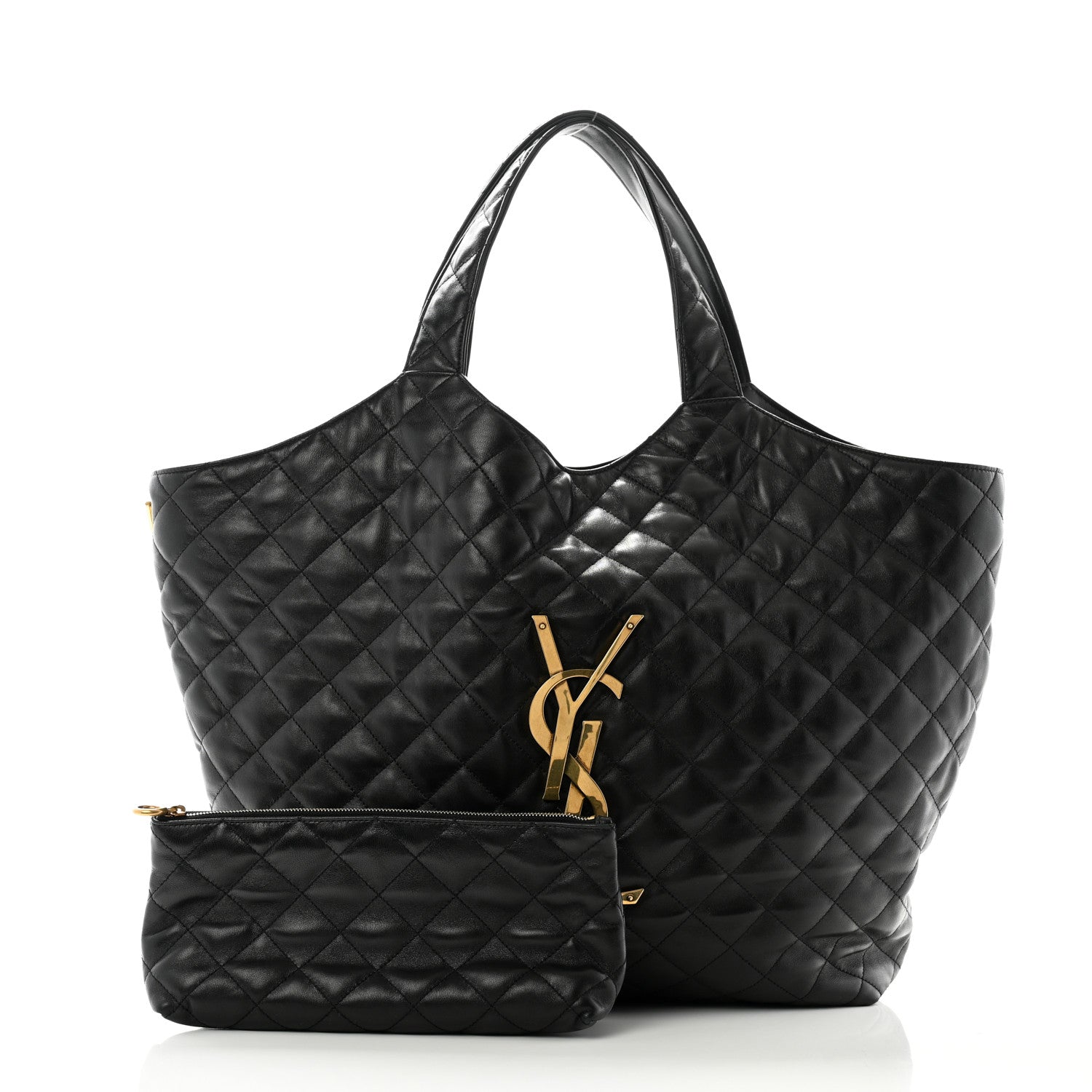 Saint Laurent Lambskin Quilted Maxi Icare Shopping Tote Black 2 of 10