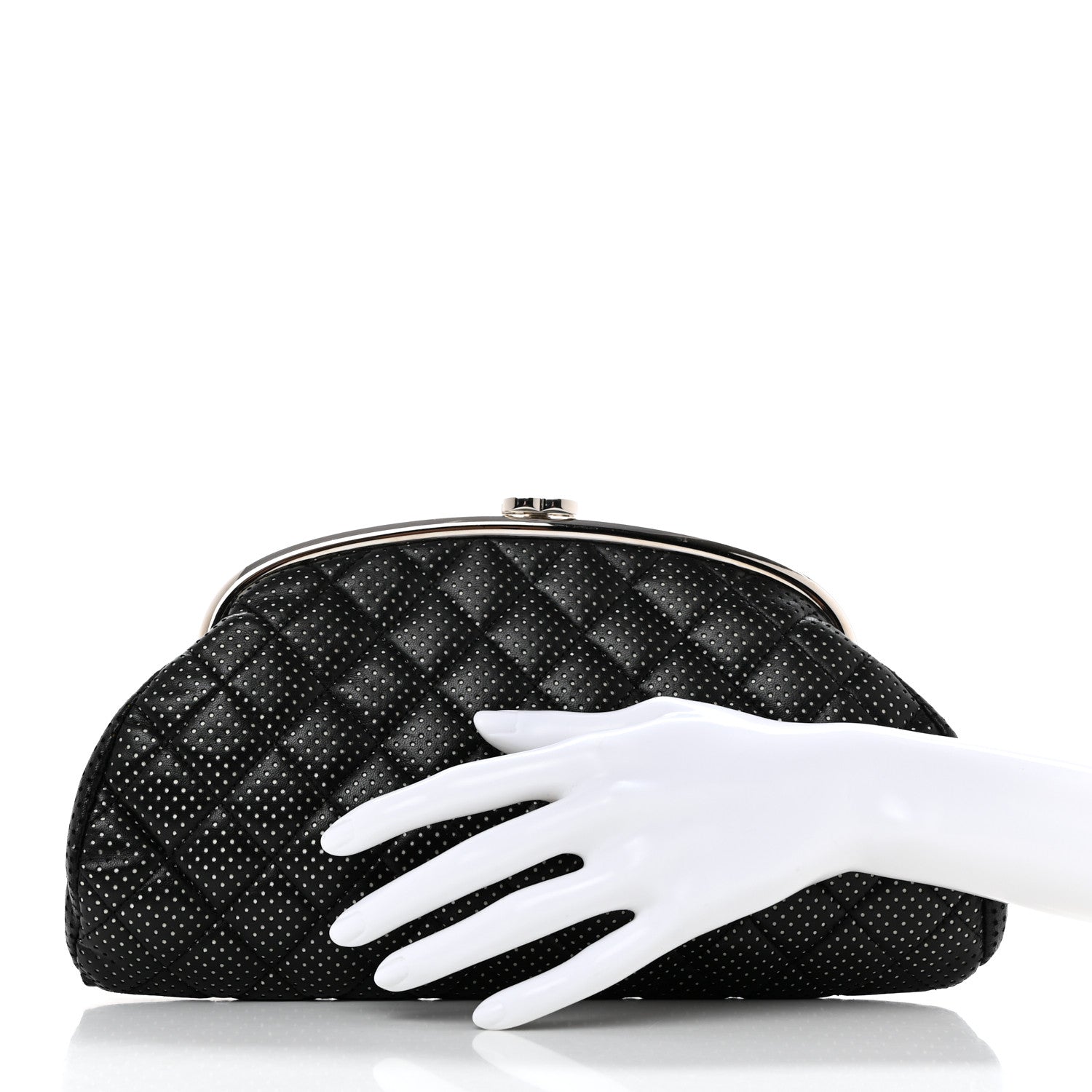 Chanel Lambskin Perforated Timeless Clutch Black 2 of 7