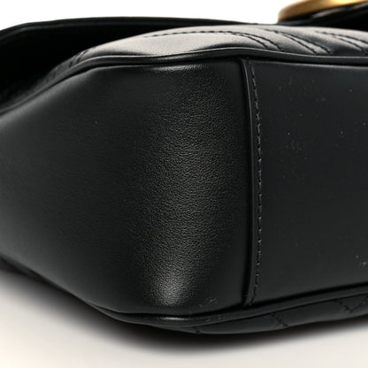 Gucci Calfskin Matelasse Small GG Marmont Shoulder Bag Black 9 of 10