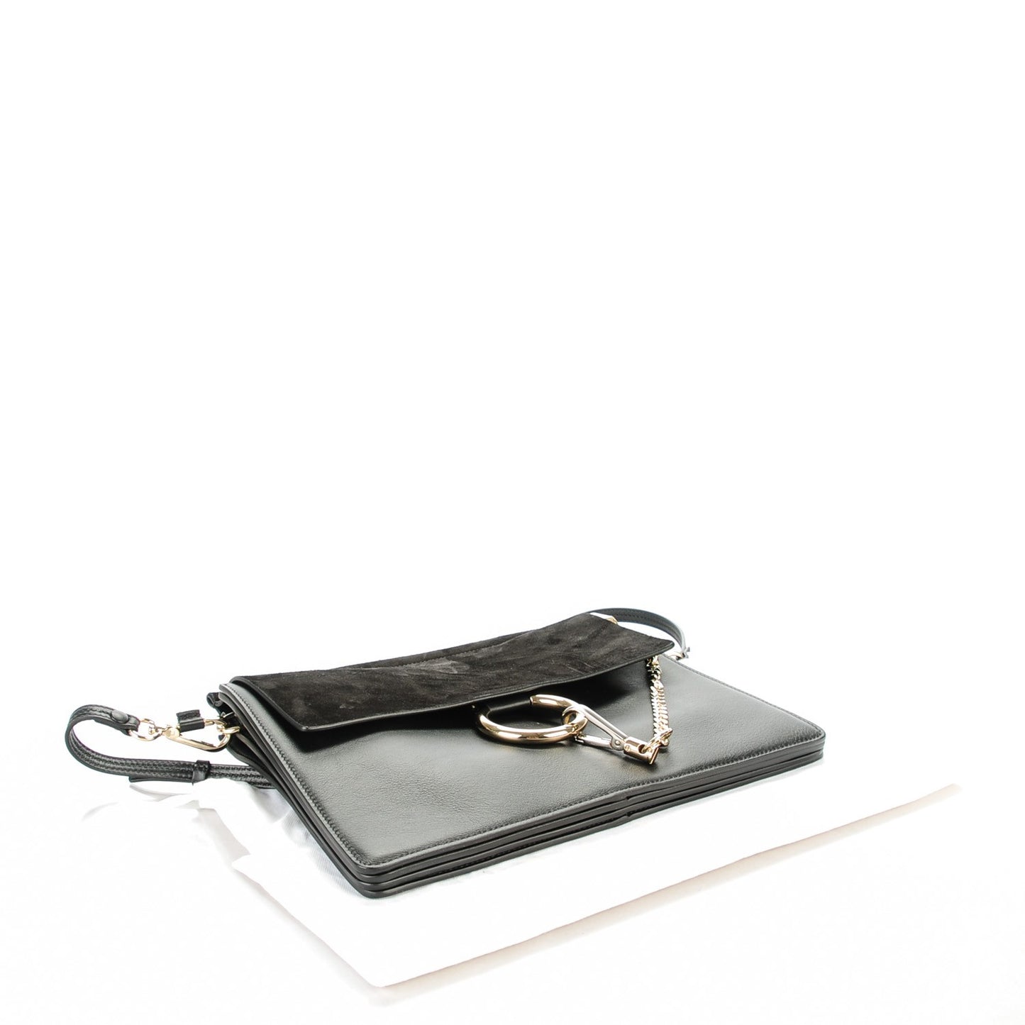 Suede Calfskin Medium Faye Shoulder Bag Black