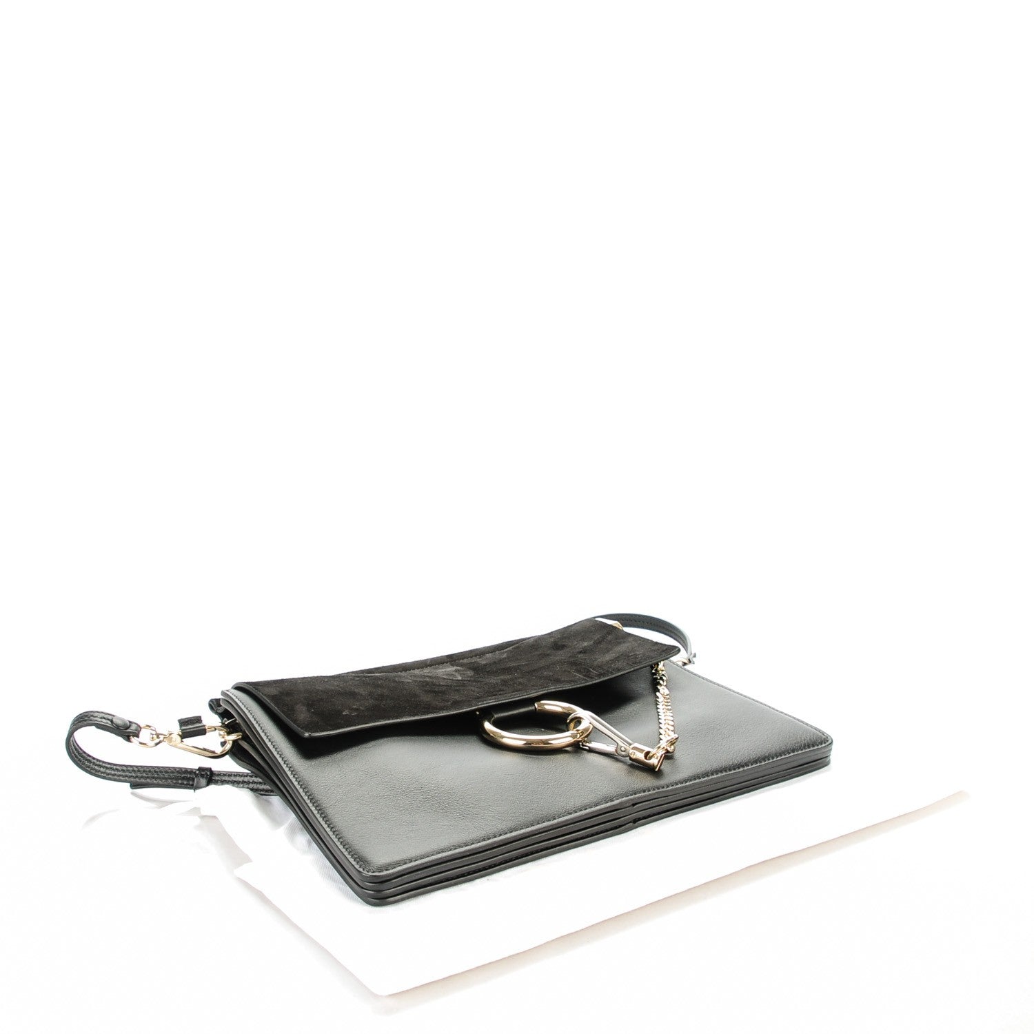 Chloe Suede Calfskin Medium Faye Shoulder Bag Black 4 of 8
