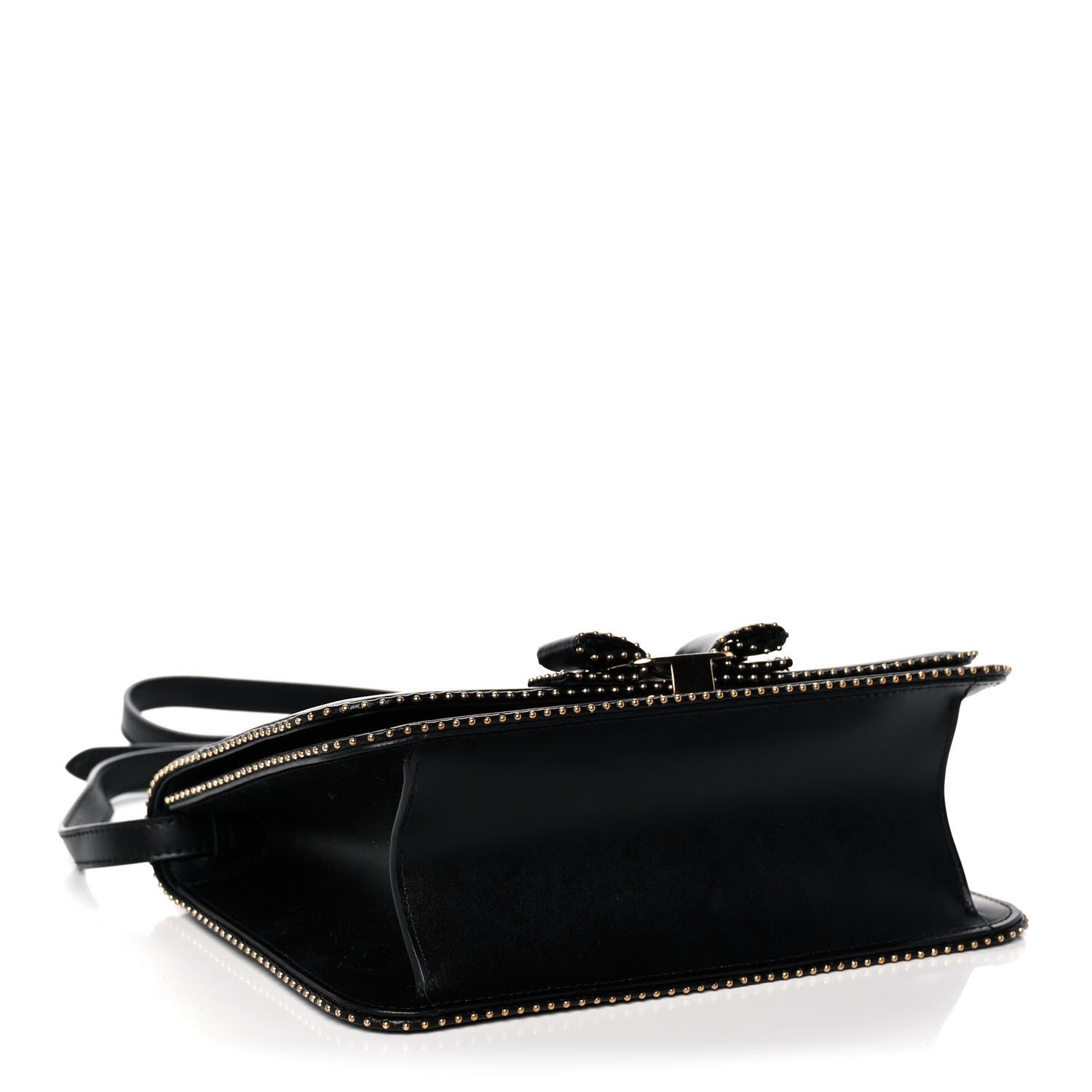 Salvatore Ferragamo Calfskin Studded Vara Bow Bag Black 4 of 11
