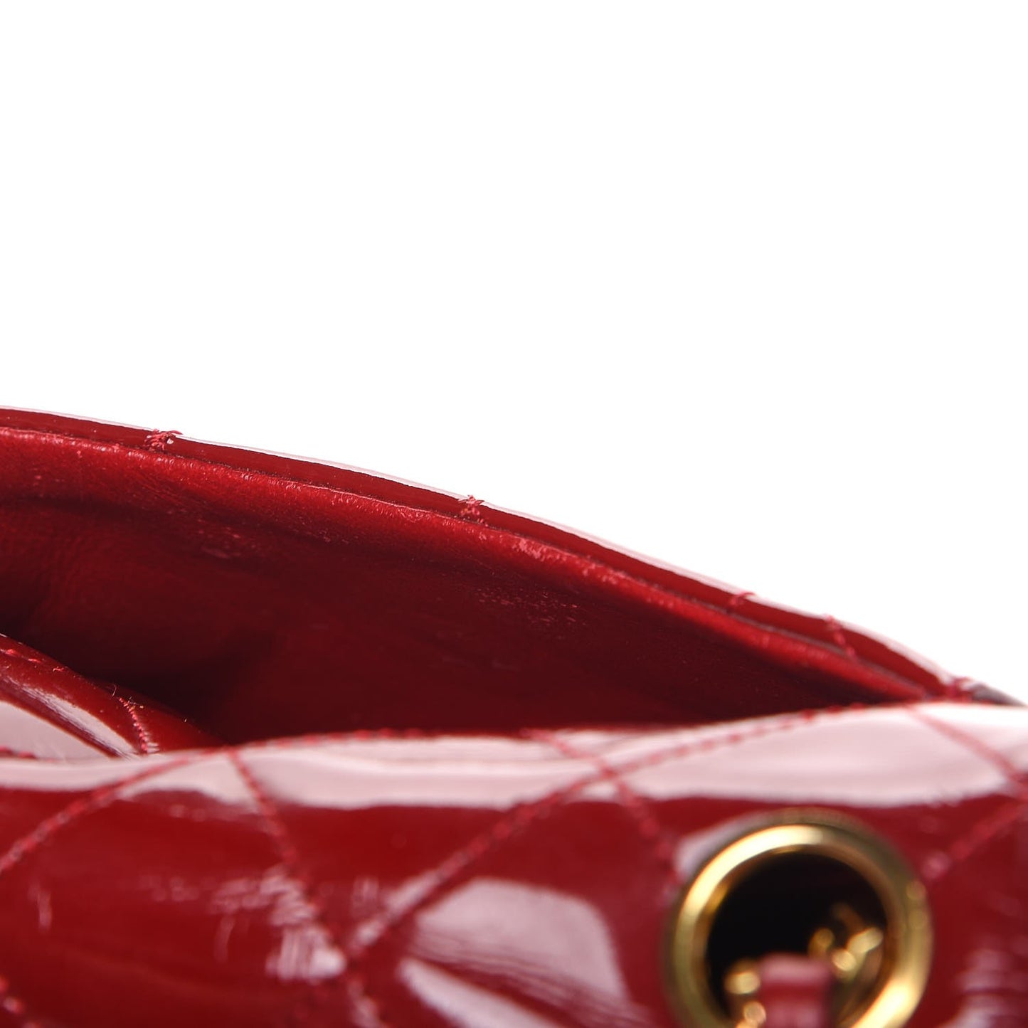 Patent Quilted Mini Square Flap Red