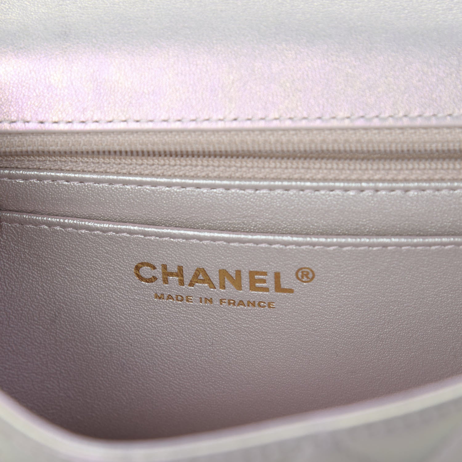 Chanel Iridescent Lambskin Quilted Mini Rectangular Flap Ivory 6 of 8