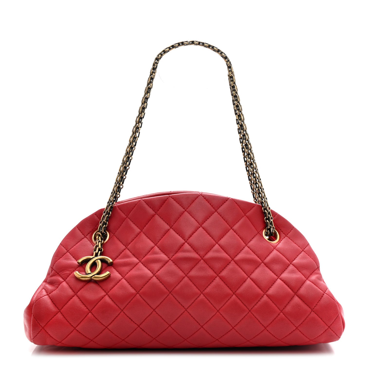Chanel Calfskin Quilted Medium Just Mademoiselle Bowling Bag Red 1 of 12