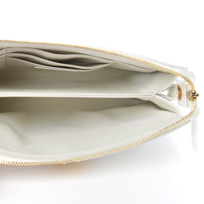 Chanel Shiny Goatskin Quilted Chanel 19 Small Pouch With Handle White 5 of 8