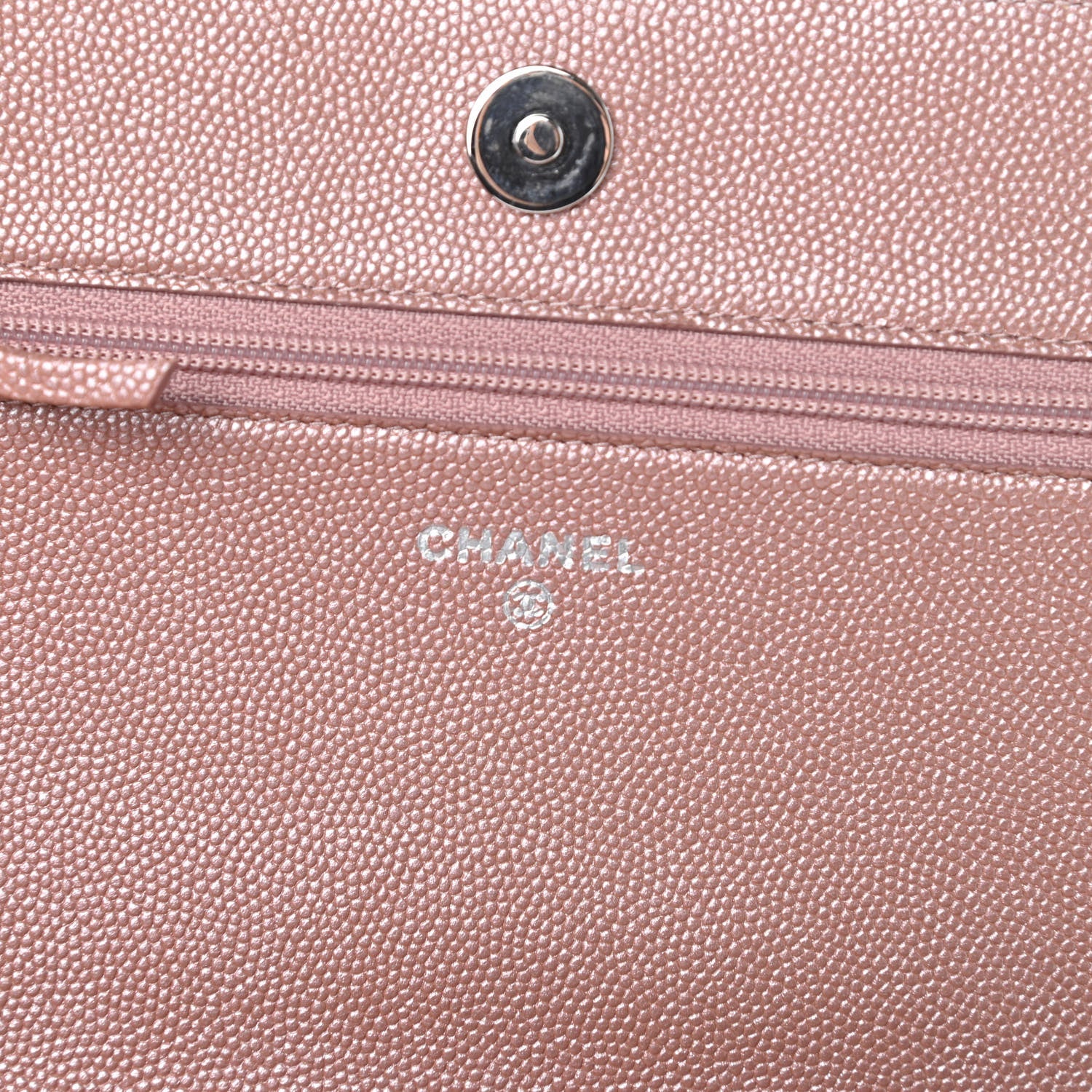 Chanel Metallic Caviar Chevron Quilted Vintage Mademoiselle Wallet On Chain WOC Pink 6 of 12