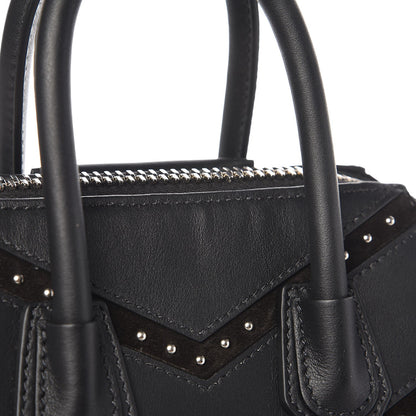 Givenchy Calfskin Suede Mini Studded Chevron Antigona Black 9 of 9