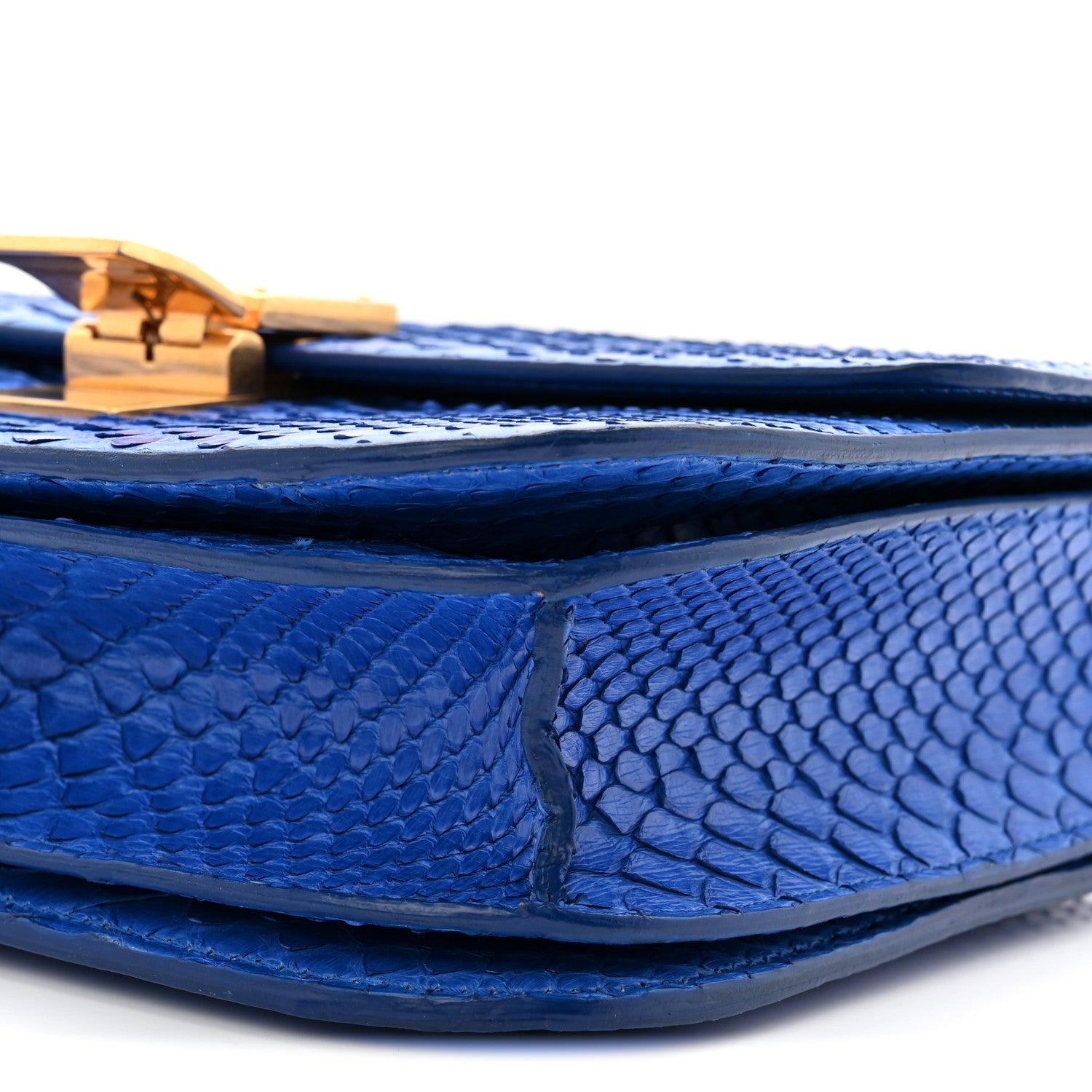 Celine Snakeskin Medium Classic Box Flap Blue 9 of 9