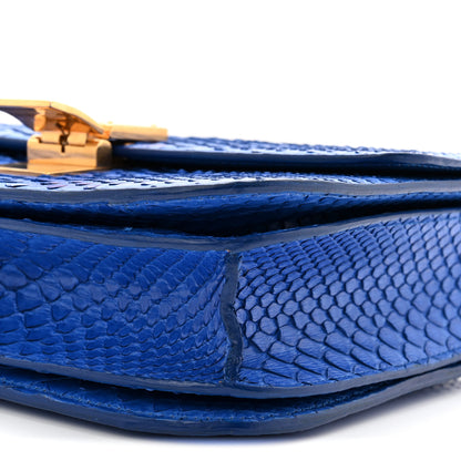Celine Snakeskin Medium Classic Box Flap Blue 9 of 9