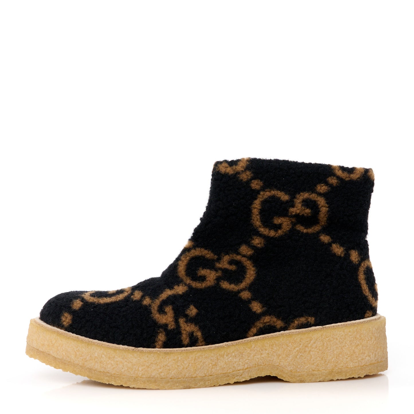 Faux Shearling Hooper GG Womens Ankle Boots 42 Black Natural Tan