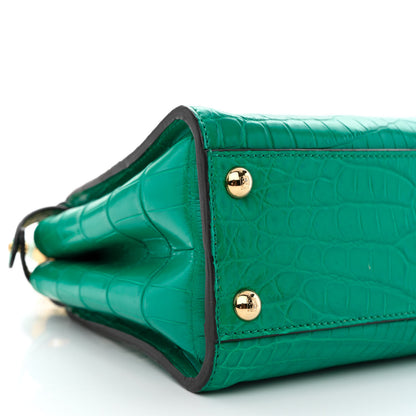 Fendi Shiny Crocodile Nappa Mini Plexi Handle Peekaboo Iconic Satchel Emerald 11 of 12