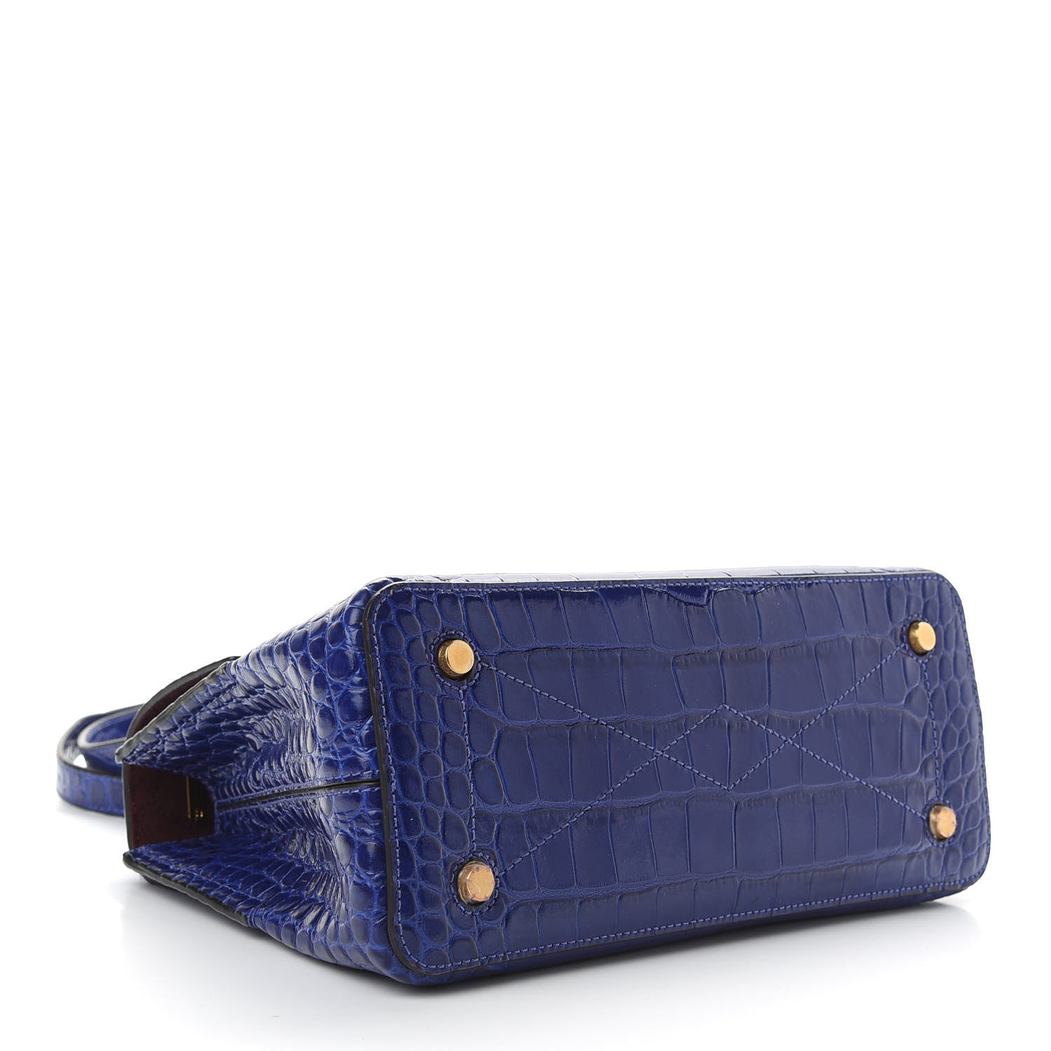 Mulberry Shiny Croc Calfskin Embossed Small Seaton Cobalt Blue 4 of 8