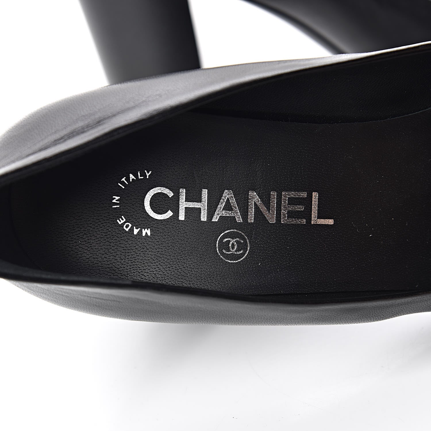 Chanel Lambskin Pearl CC Cap Toe Pump 38 Black 6 of 9