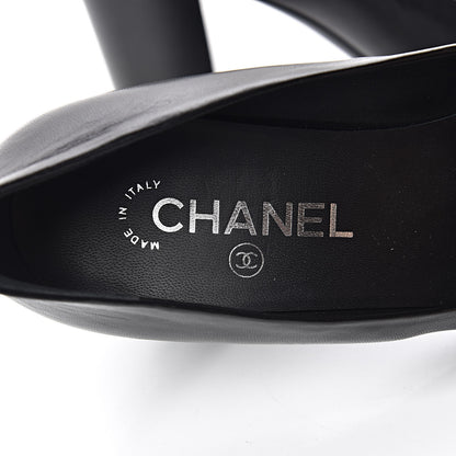 Chanel Lambskin Pearl CC Cap Toe Pump 38 Black 6 of 9