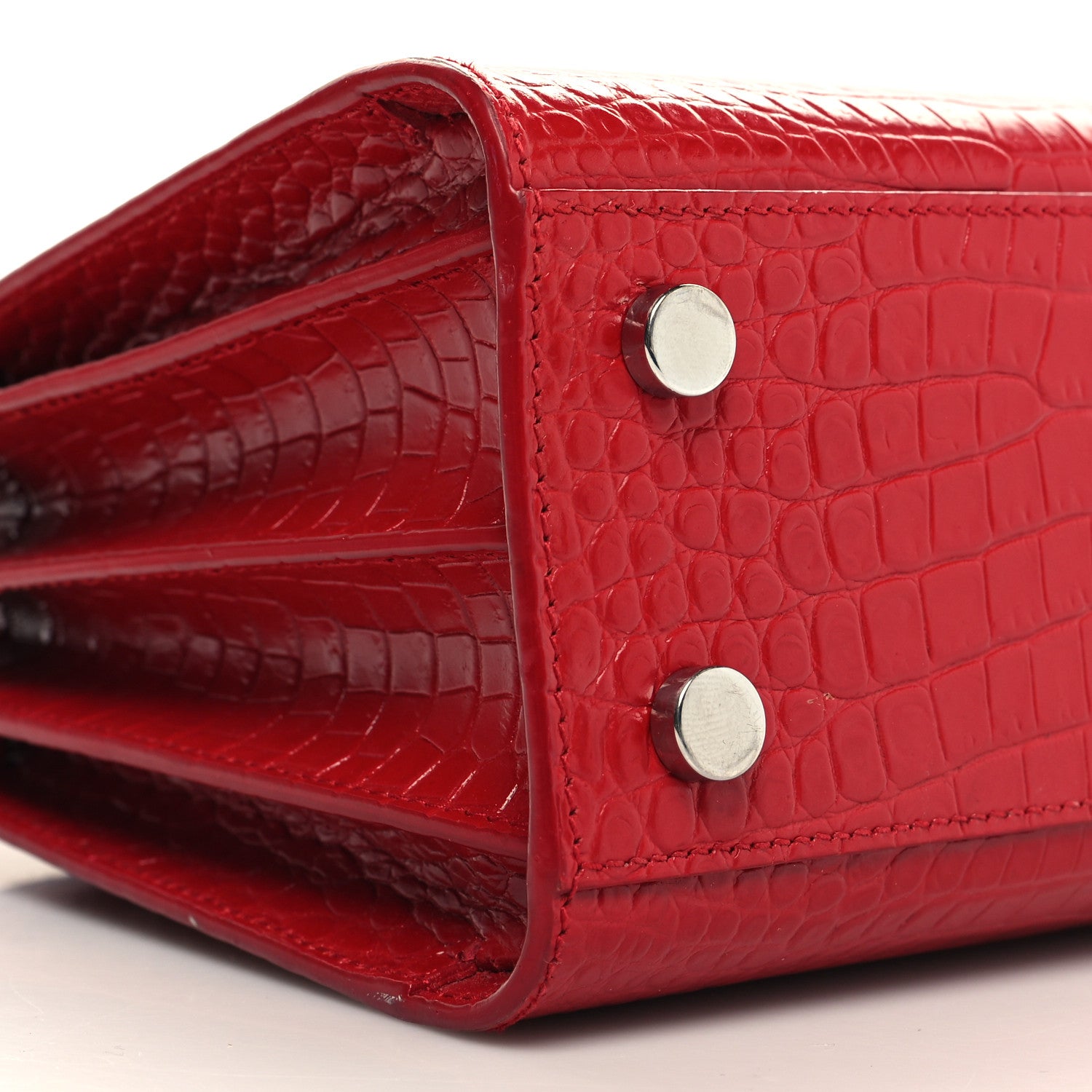 Saint Laurent Calfskin Crocodile Embossed Nano Sac De Jour Red 9 of 10
