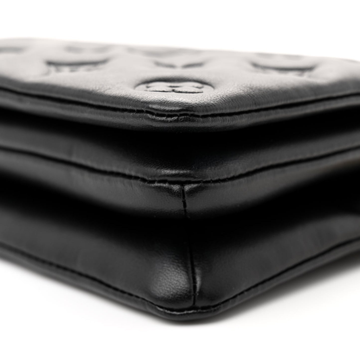 Lambskin Embossed Monogram Pochette Coussin Black