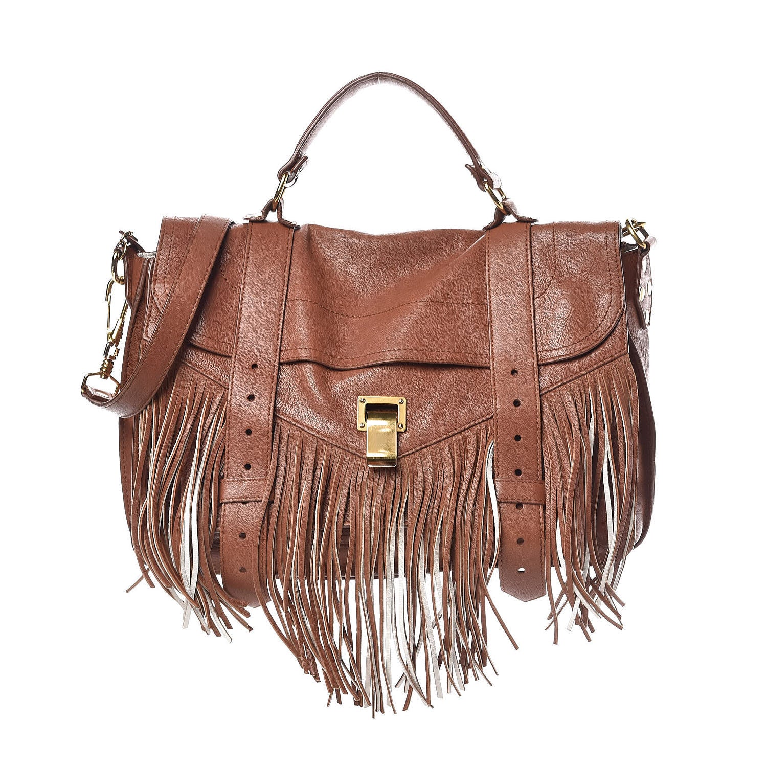 Proenza Schouler Lambskin Fringe Medium PS1 Satchel Saddle 1 of 12
