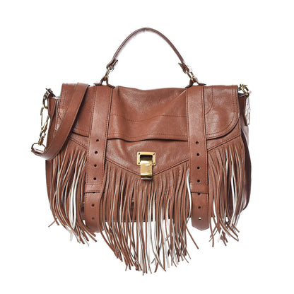 Proenza Schouler Lambskin Fringe Medium PS1 Satchel Saddle 1 of 12