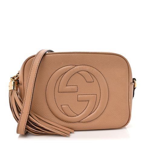 Pebbled Calfskin Small Soho Disco Bag Rose Beige