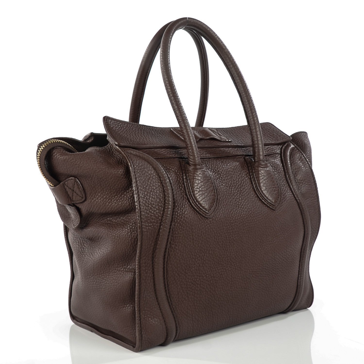 Celine Pebbled Calfskin Mini Luggage Chocolate 4 of 10