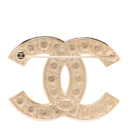Chanel Metal Crystal Graduated Pearl CC Brooch Gold 3 of 5
